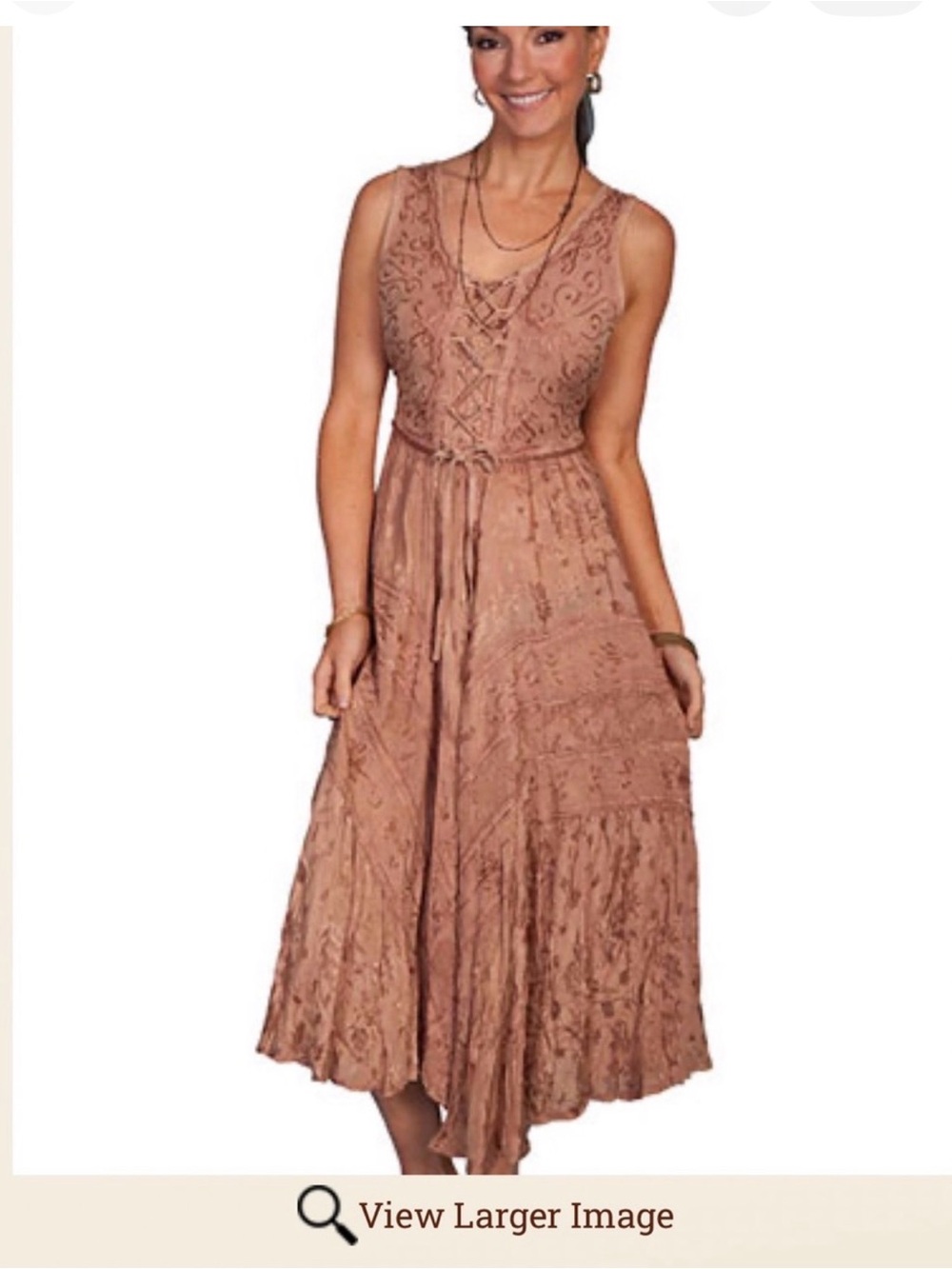 2 dress bundle!!! Scully Sleeveless Lace-Up Midi Dress Dusty Blue+Brown - Picture 4 of 4